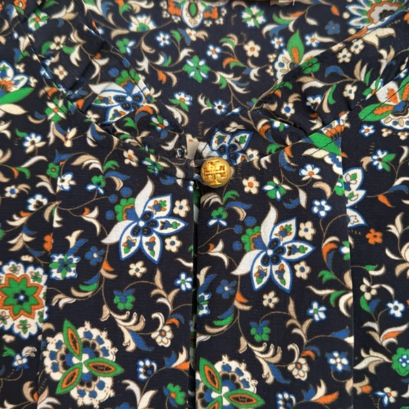 Tory Burch printed ruffle shell top soleil navy - Picture 8 of 8